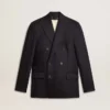 Americana de doble botonadura de lana azul medianoche para hombre