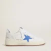Ball Star con estrella de piel azul claro y lengüeta en el talón de piel con laminado plateado