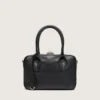 Bolso Vita en piel de oveja negra con detalles dorados