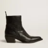 Botas bajas Debbie en piel negra con estampado de serpiente