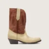 Botas bajas Wish Star para mujer en piel beige y marrón con bordados
