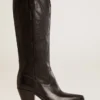 Botas Wish Star para mujer en piel negra con estrella bordada
