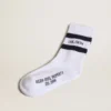 Calcetines acanalados con rayas azul marino y logotipo