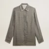 Camisas de seda con mezcla de viscosa para mujer, de color verde y con estampado floral