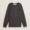 Camiseta de hombre de algodón color antracita con estampado en el pecho