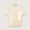 Camiseta de hombre de jersey de algodón con efecto patchwork en blanco y beige