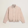 Chaqueta bomber de denim teñida de rosa para mujer