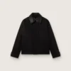 Chaqueta corta acolchada para hombre de algodón negro con cuello de piel