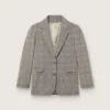 Chaqueta de mujer en estampado de cuadros Príncipe de Gales gris con bordados de cristales