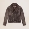 Chaqueta motera de hombre en piel desgastada
