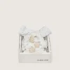 Cordones blancos arrugados «Pieles» con apliques de cuentas en forma de flor