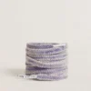 Cordones de algodón en tono morado desgastado con puntas con logotipo