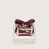 Cordones de pieles CNY de lana burdeos con broche de flor dorado