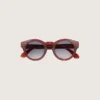 Gafas de sol Cameron Panthos con montura color miel, piedras preciosas y lentes azules