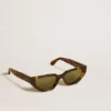 Gafas de sol de estilo rectangular con montura marrón habana