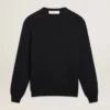 Jersey de cuello redondo para hombre en algodón azul oscuro con logotipo