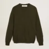 Jersey de cuello redondo para hombre en algodón verde militar