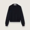 Jersey de cuello redondo para mujer en algodón azul oscuro