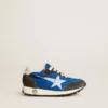 Marathon Young en nailon azul con estrella estampada y lengüeta de cuero en el talón