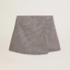 Minishorts grises de mujer de lana con estampado de pata de gallo