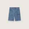 Pantalones cortos unisex Journey de cambray de algodón azul claro con logotipo bordado