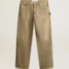 Pantalones de algodón con efecto desgastado para mujer