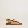 Sandalias Noa Junior en rafia beige y piel marrón
