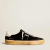Soul Star para hombre en terciopelo negro con lengüeta trasera de piel blanca