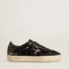 Soul Star para mujer en lentejuelas negras con lengüeta del talón de ante negro