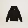 Sudadera con capucha para niños en negro con estrellas blancas en contraste
