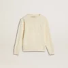 Sudadera para niñas de color crema con letras en parche