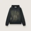 Sudadera unisex con capucha de algodón negro con efecto decolorado