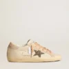 Super-Star LTD en piel con estrella de ante beige y tachuelas de Swarovski