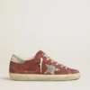 Super-Star LTD para mujer en ante rojo con estrella plateada brillante y lengüeta del talón de piel laminada