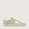 Super-Star para hombre en ante gris claro con estrella de piel blanca
