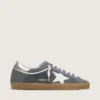 Super-Star para hombre en ante gris con estrella de piel blanca y lengüeta trasera de piel plateada