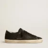 Super-Star para hombre en nubuck negro con estrella perforada y lengüeta del talón de nubuck negro