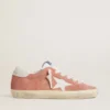 Super-Star para mujer en ante color coral con estrella y lengüeta del talón de piel blanca