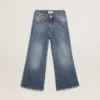 Vaqueros de corte ancho en denim azul medio
