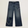 Vaqueros de corte ancho para niñas en denim azul