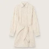 Vestido de camisa de algodón crudo para mujer con rayas beige y marrones