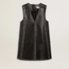 Vestido de mujer de piel napa negra con tachuelas