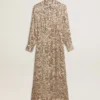 Vestido midi de mujer de mezcla de seda con estampado floral