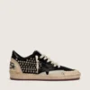 Zapatillas Ball Star LAB para mujer en ante negro con tachuelas y estrella de piel negra brillante