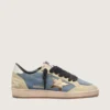 Zapatillas Ball Star LTD para hombre en ante azul vaquero con estrella de piel dorada metalizada