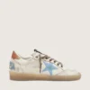 Zapatillas Ball Star LTD para mujer en piel blanca con estrella bordada en azul claro