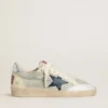 Zapatillas Ball Star para hombre en ante gris con estrella de nubuck azul y lengüeta del talón de piel laminada