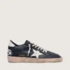 Zapatillas Ball Star para hombre en napa negra con estrella y lengüeta del talón de piel blanca
