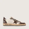 Zapatillas Ball Star para hombre en napa y malla con estrella de ante e inserciones de piel marrón