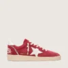 Zapatillas Ball Star para mujer en ante rojo con estrella y lengüeta del talón de piel blanca